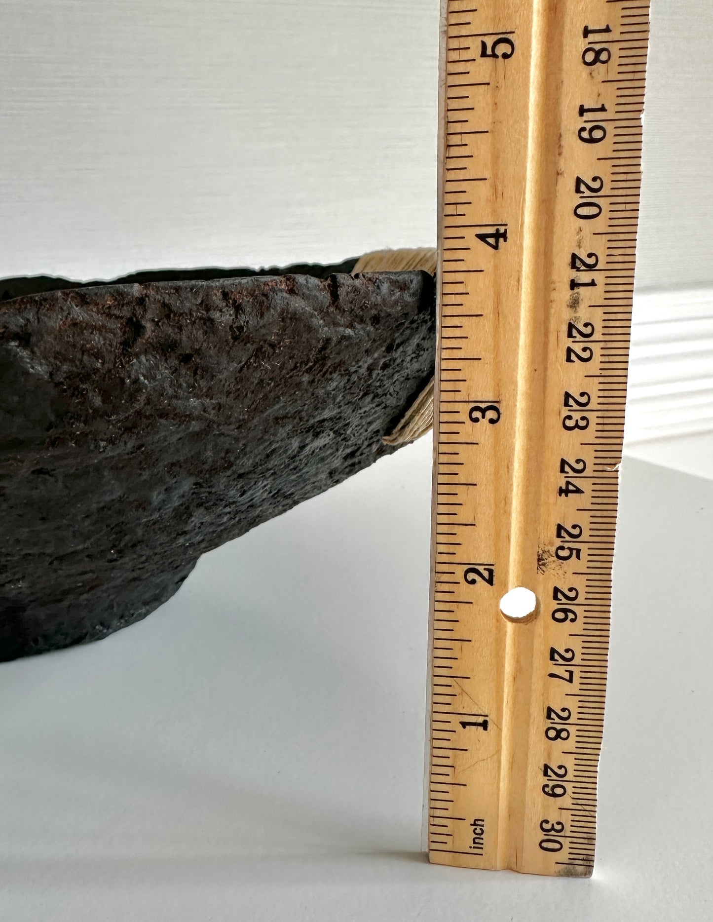 Close up view of a Decorative Black Bowl with Jute Twine displaying a height of 3.75 inches. Hand Made Paper Mache Bowl by Artist Tam M Olson.