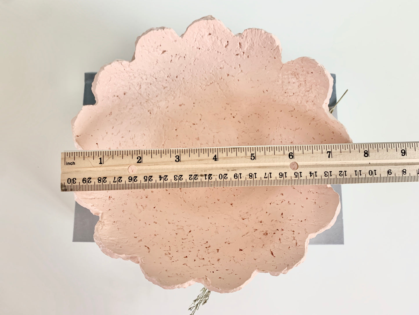 Soft Pink Scalloped Bowl Paper Mache Material