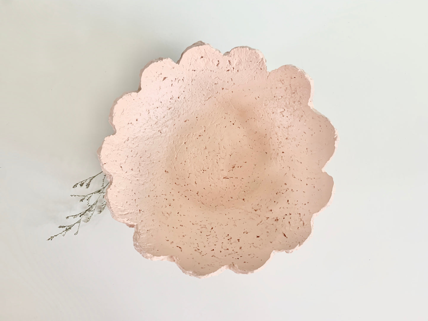 Soft Pink Scalloped Bowl Paper Mache Material