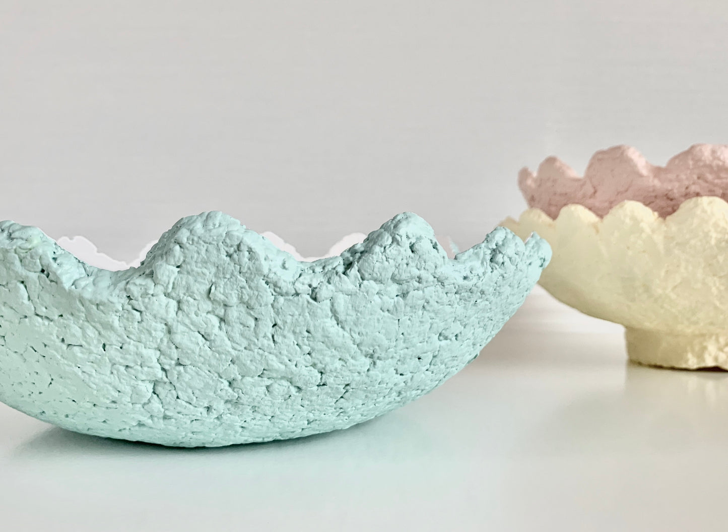 Teal Wavy Decorative Bowl Paper Mache Material