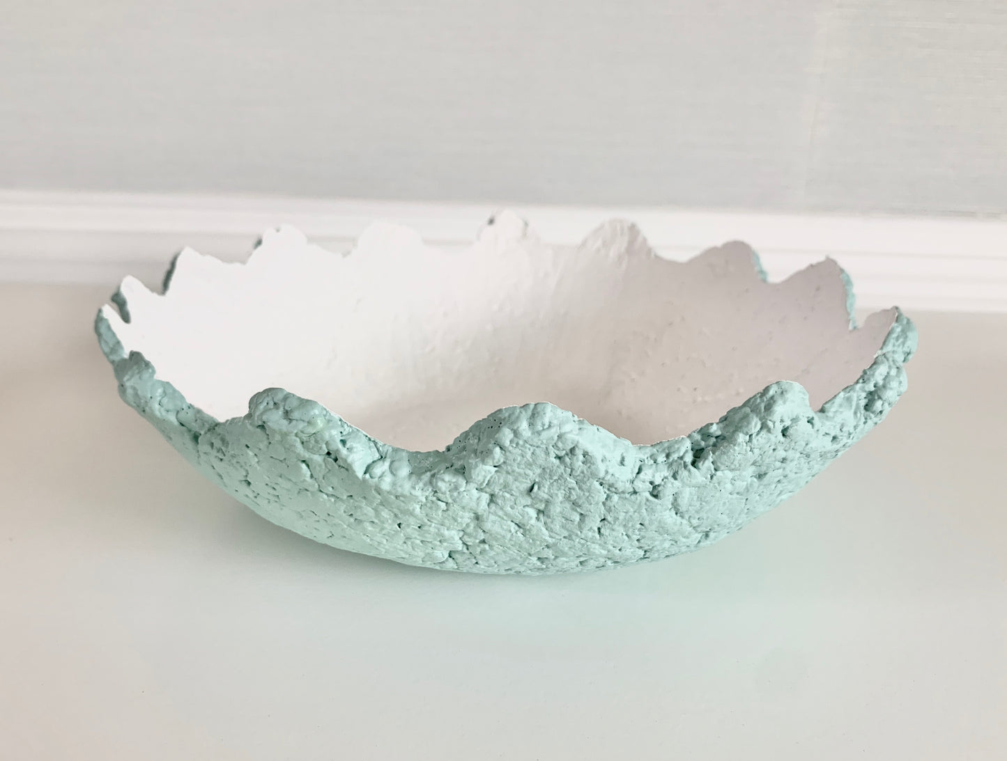 Teal Wavy Decorative Bowl Paper Mache Material