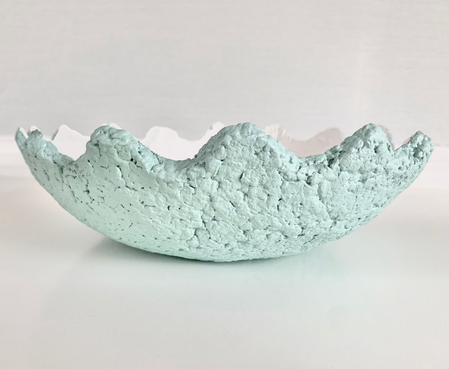 Teal Wavy Decorative Bowl Paper Mache Material