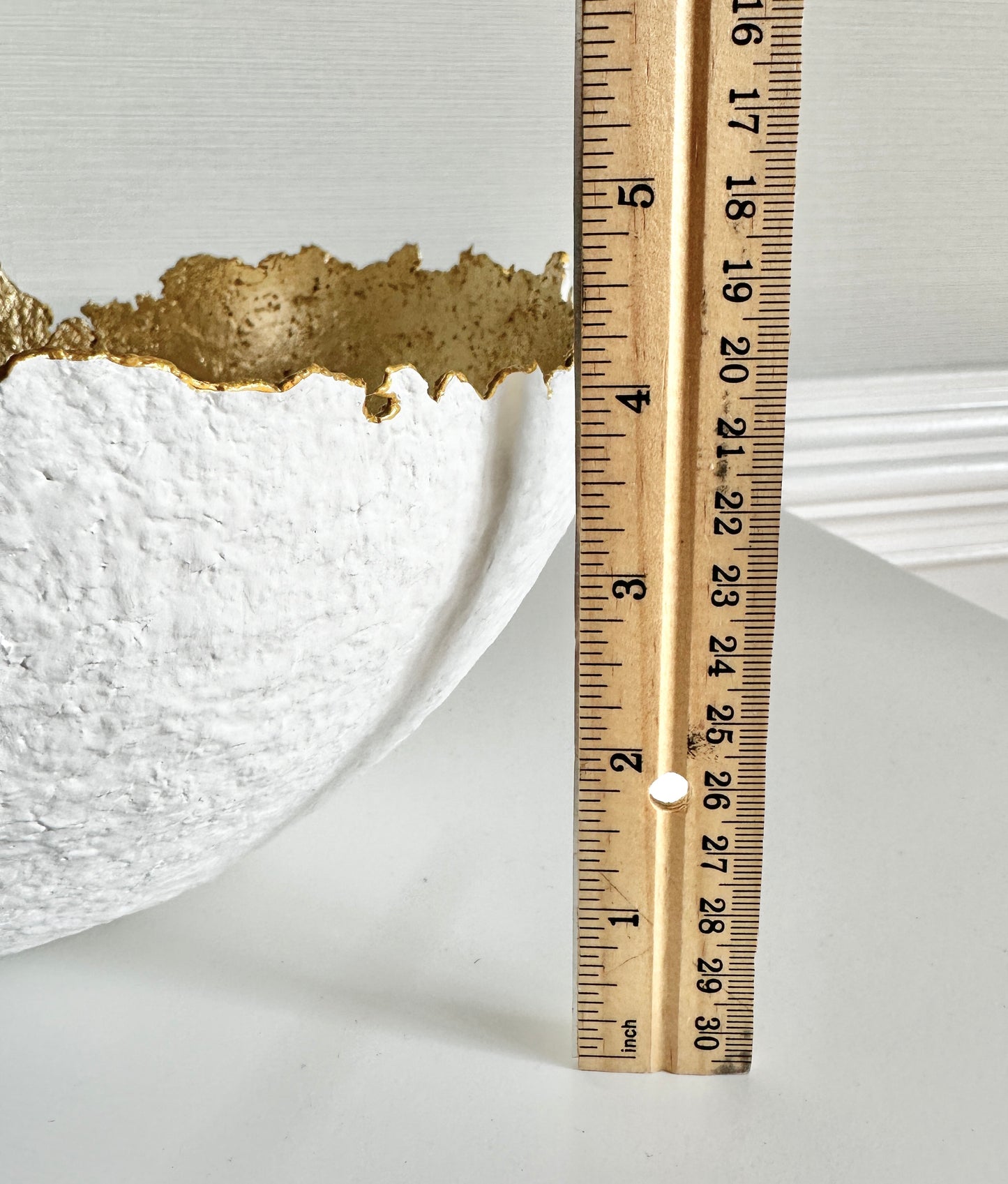 White and Gold Decorative Eggshell Bowl Paper Mache Material