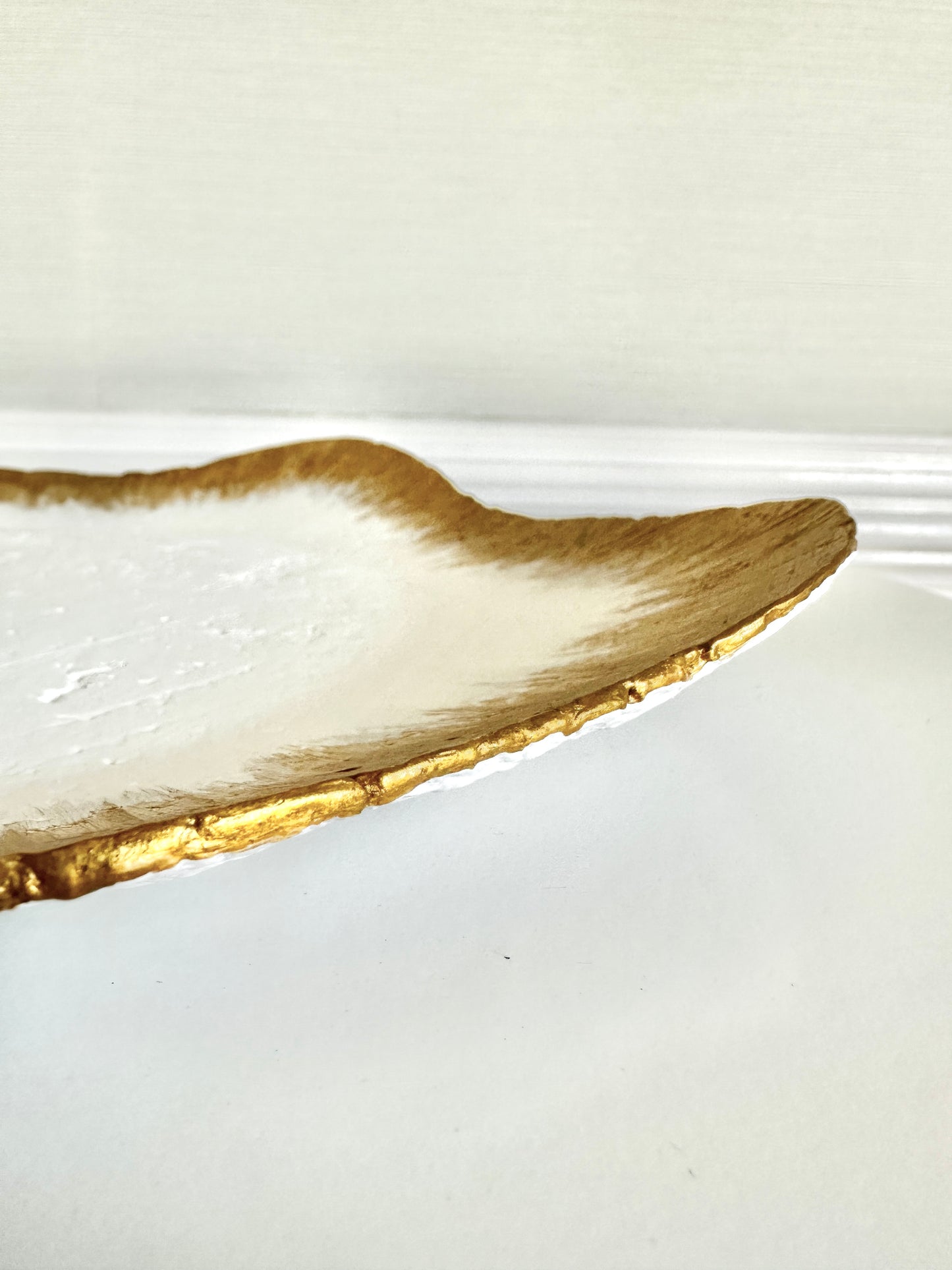 February White and Gold Paper Mache Wavy Table Top Tray